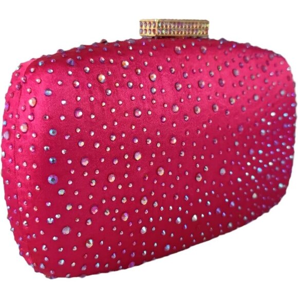 🆕 Women Pink Crystal Clutch Purses Evening Wedding Party Bridal Rhinestone Bags - Picture 4 of 9